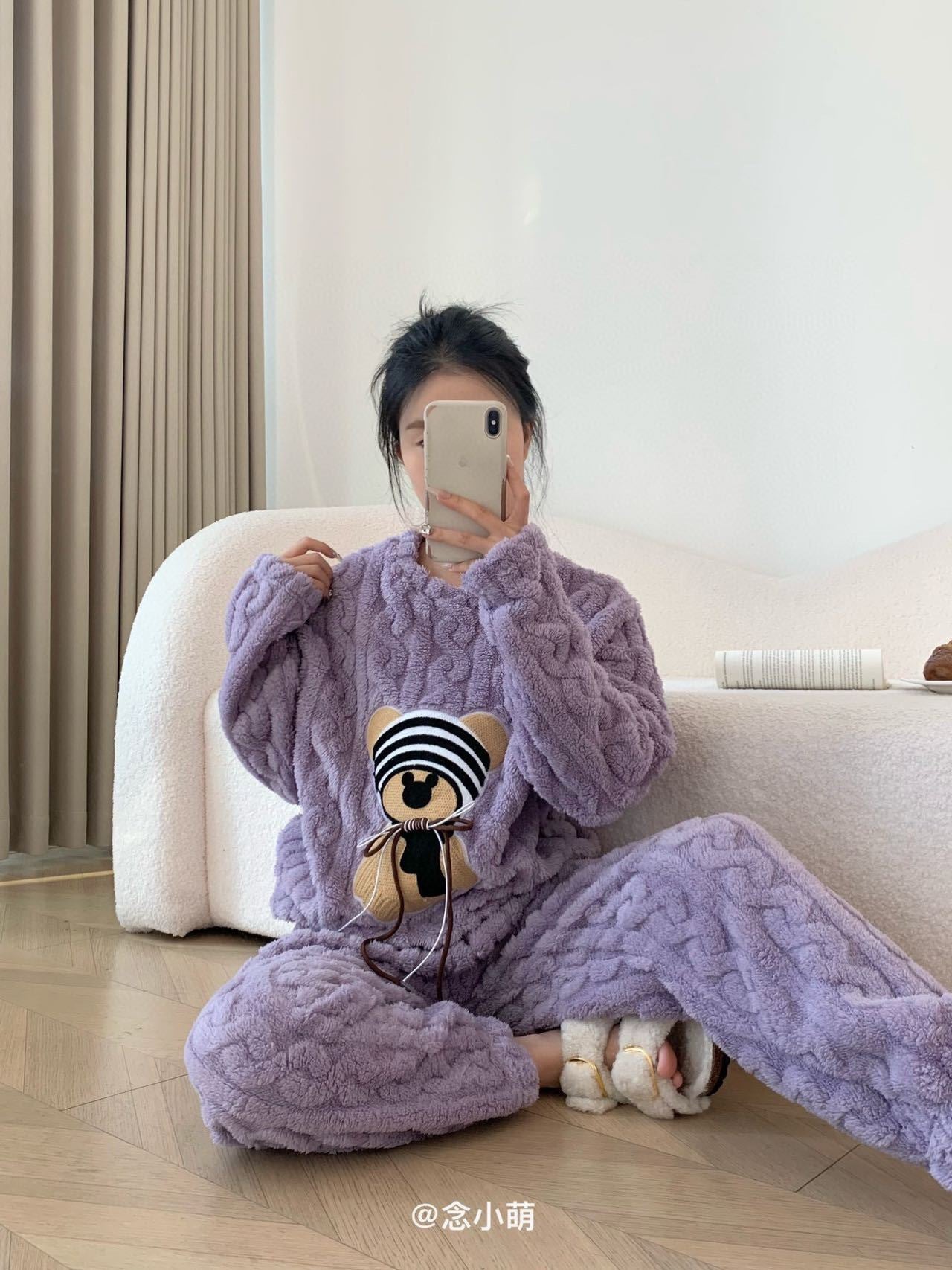 Hello Kitty bear colar fleece pajama