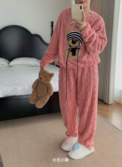 Hello Kitty bear colar fleece pajama