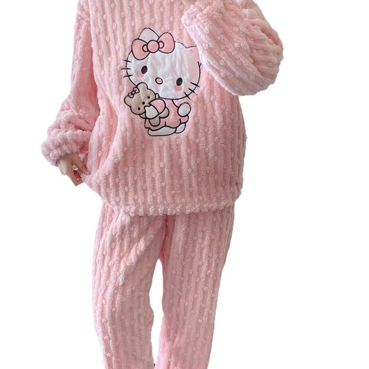 Hello Kitty bear colar fleece pajama