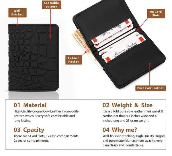 Men’s Leather Bi-Fold Wallet – Slim & Pocket Friendly