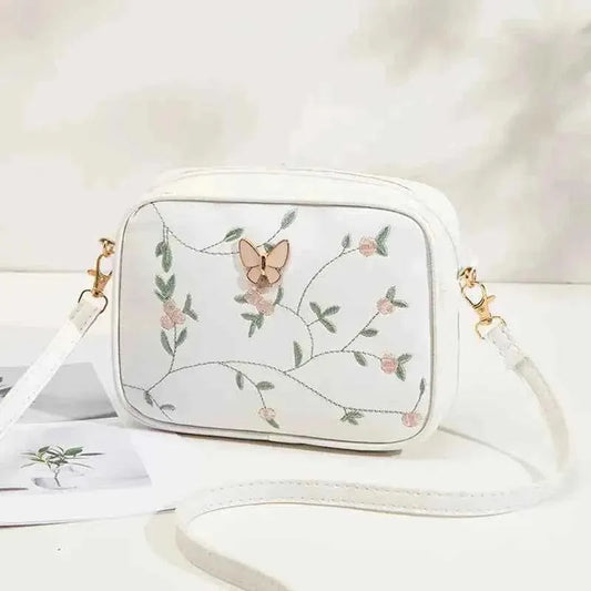 Girls’ Embroidered PU Leather Crossbody Bag