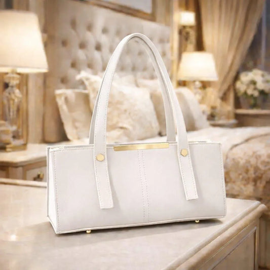 Elegant White Leather Shoulder Bag for Girls – Minimal & Chic