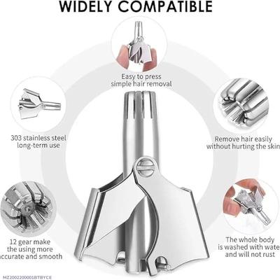 Manual Stainless Steel Nose & Ear Hair Trimmer – Painless, Battery-Free Grooming Tool