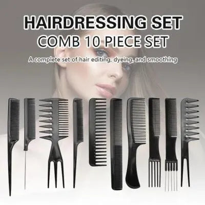 10-Piece Professional Comb Kit – Hair Styling and Cutting Tools