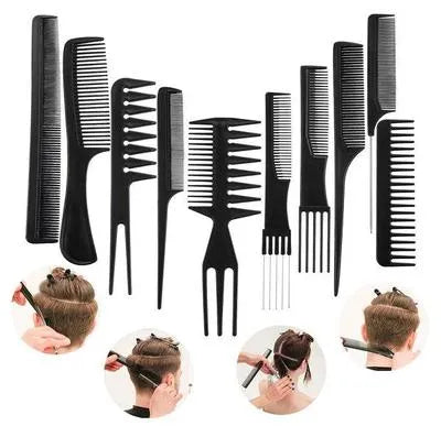10-Piece Professional Comb Kit – Hair Styling and Cutting Tools