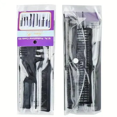 10-Piece Professional Comb Kit – Hair Styling and Cutting Tools